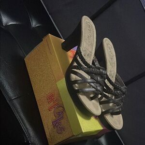 Hot Cakes Black Strappy Heels